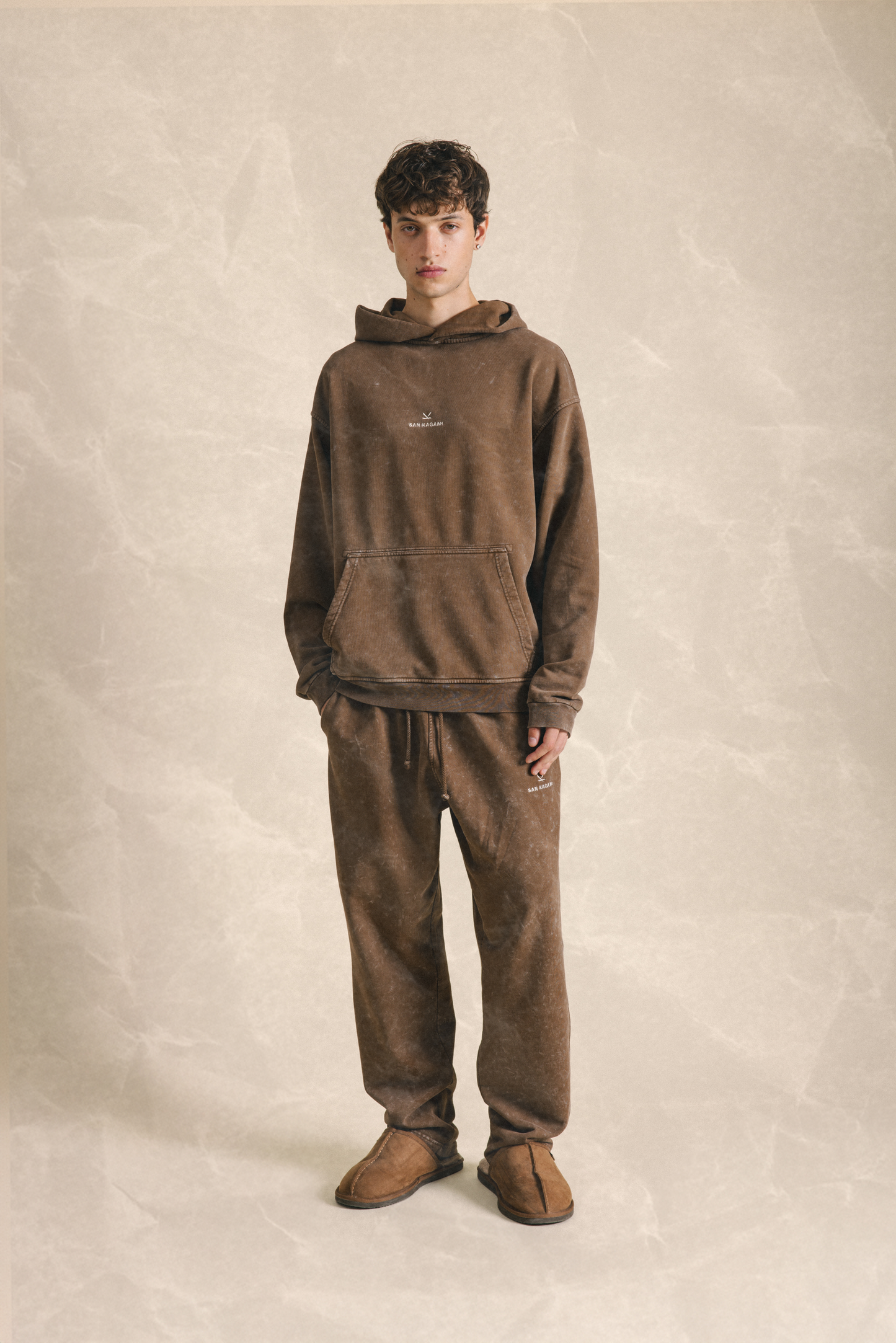 Hoodie Washed Brown