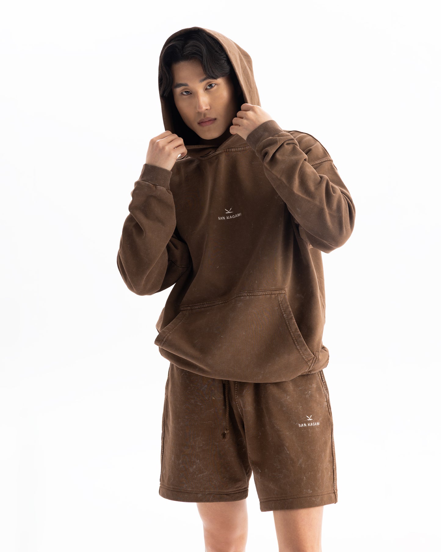 Hoodie Washed Brown