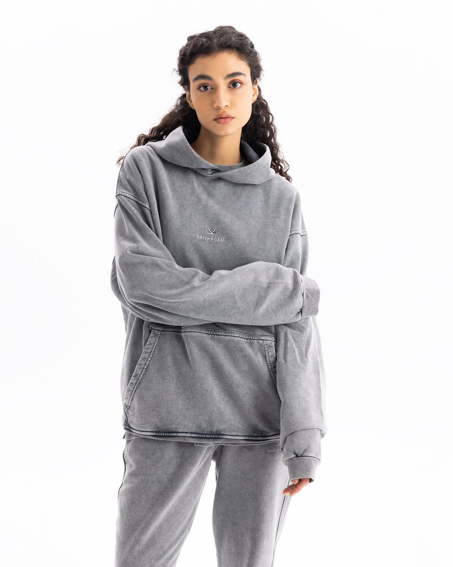 Hoodie Washed Grey